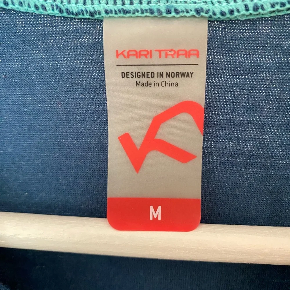 Kari Traa Wool Blue and Teal Half-zip Baselayer Sz M - Picture 2 of 4